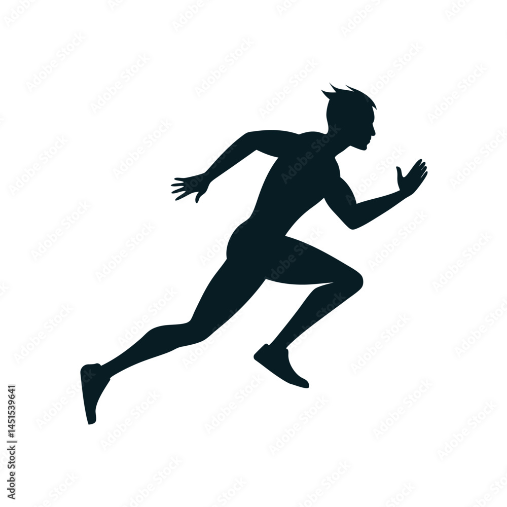 Sprinter Exploding from Starting Blocks – Silhouette Vector Image on White Background Sprinter Exploding from Starting Blocks – Silhouette Vector Image on White Background