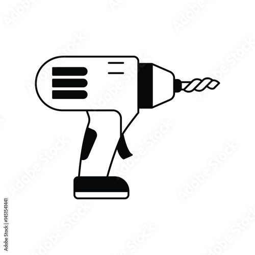 driling machine glyph outline icon with white background vector stock illustration
