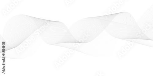 Dynamic minimal smoke sound line. Abstract glowing white blend line smooth flow soundwave curve energy gradient vector futuristic digital outline line science design.	