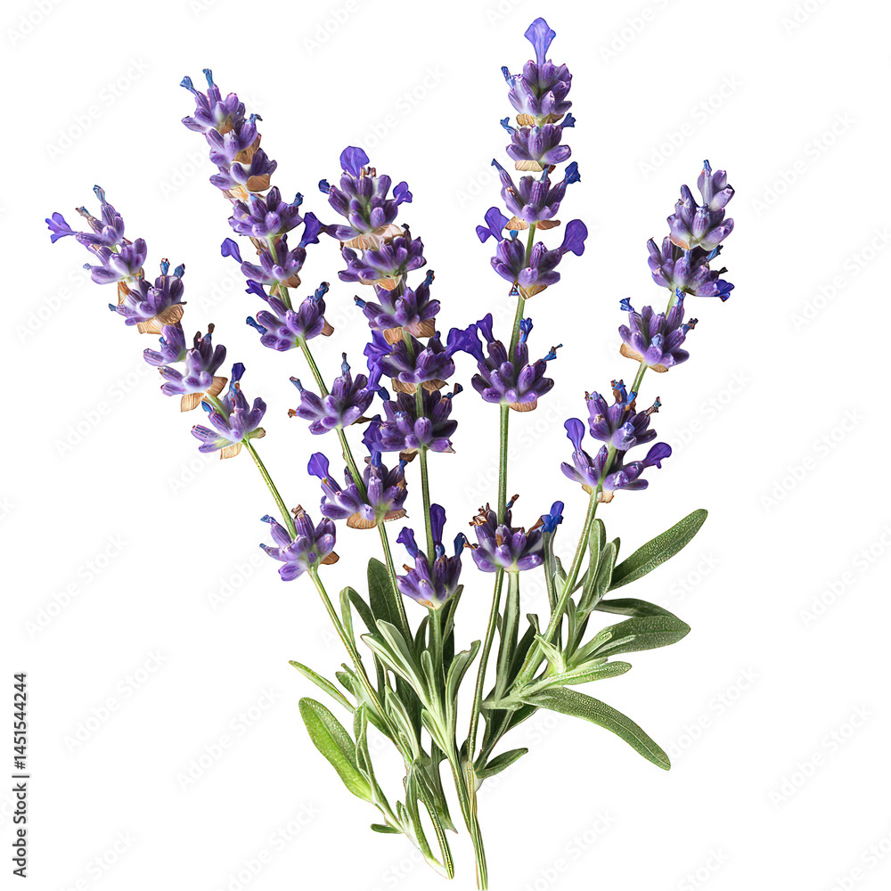 Obraz premium Lavender flower sprigs isolated on transparent background. 
