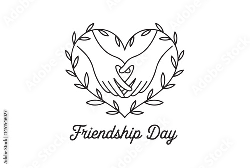 Heart-shaped hands in floral wreath for Friendship Day