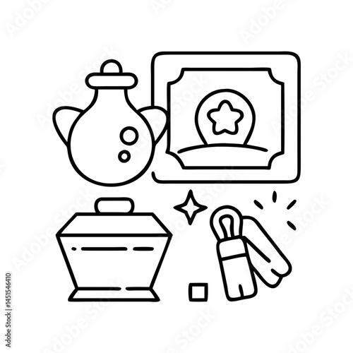 collectible item icon, collectible item line art - simple line art of collectible item, perfect for collectible item logos and icons