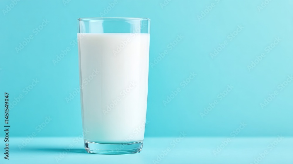 single glass of milk sits serenely on smooth solid color background with ample clean image copy space single glass of milk sits serenely on smooth solid color background with ample clean image copy space