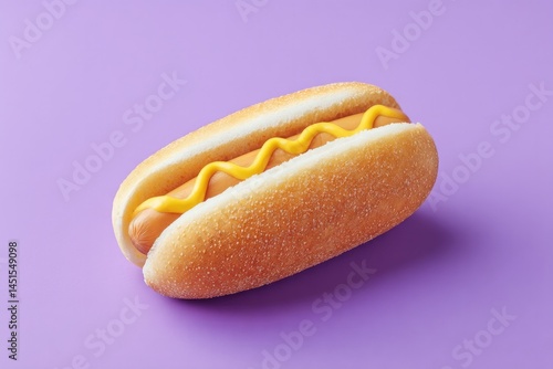 single hot dog is placed on vibrant neon background evoking sense of fun and quirkiness