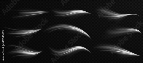 Spiral light lines twist in rotating speed concept. Holiday breeze texture shines in frosty vector swirls. Fast vortex motion glows in modern futuristic layout. Wind sparkle pattern