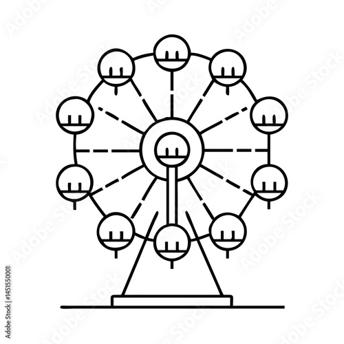 ferris wheel lights icon, ferris wheel lights line art - simple line art of ferris wheel lights, perfect for ferris wheel lights logos and icons