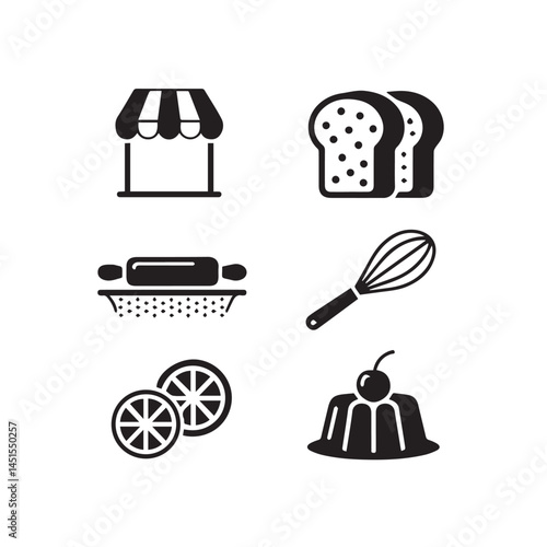 Bread cake and bakery items silhouette