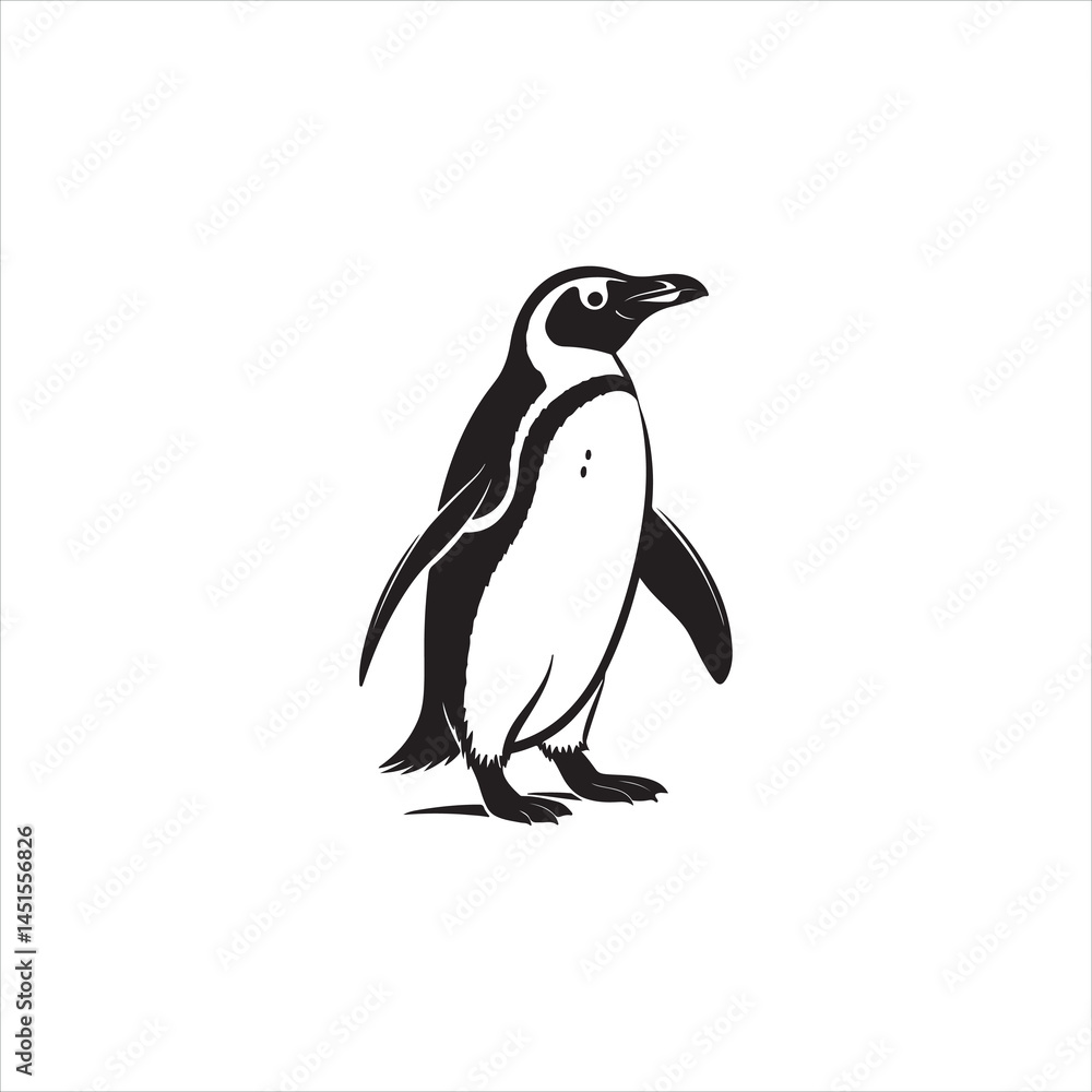 Fototapeta premium Penguin Silhouette Clipart, Black Penguin Outline on White Background