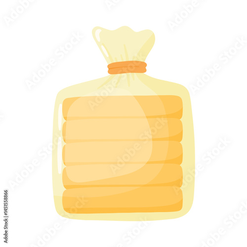 Sliced loaf bread in a plastic bag food art illustration