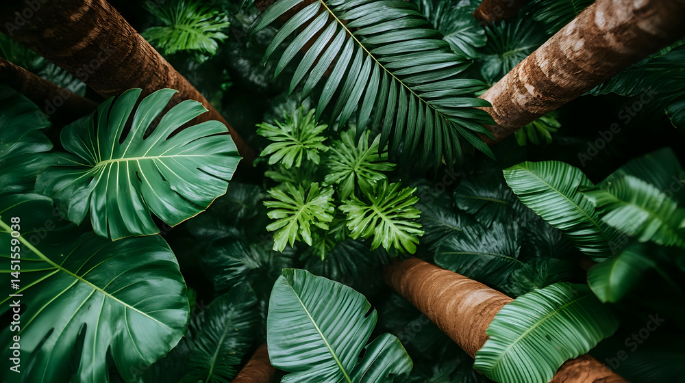 Lush tropical foliage overhead view