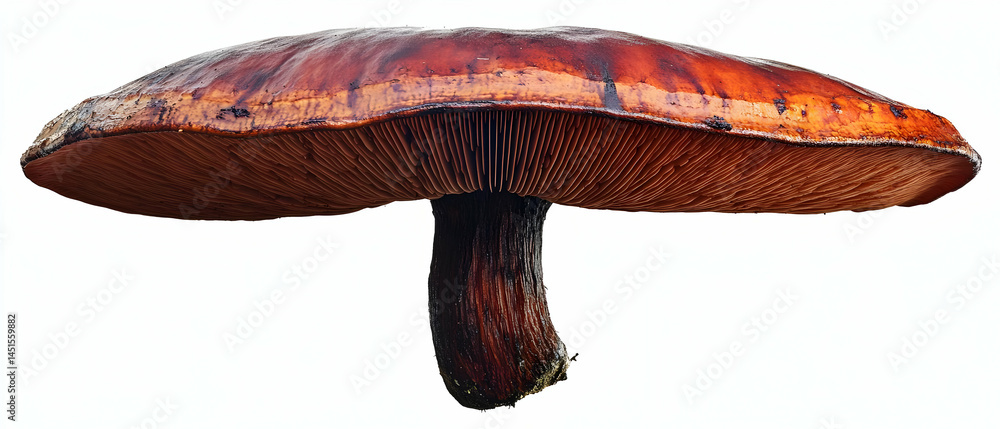 Brown mushroom, forest floor, isolated, nature