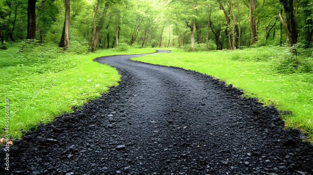 Winding forest path, summer