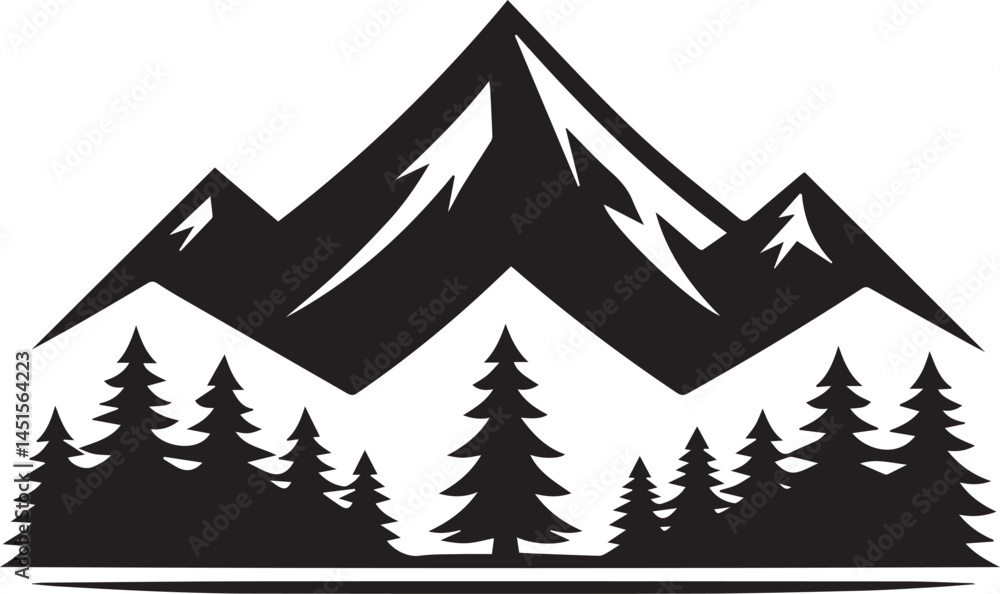 Obraz premium Beautiful Black Mountain Vector Silhouette Art This Is An Editable And Printable Vector Eps File 