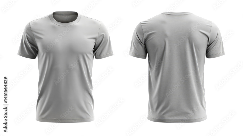 light gray t-shirt round neck front and back side template isolated on transparent white background, clipping path, pen tool light gray t-shirt round neck front and back side template isolated on transparent white background, clipping path, pen tool