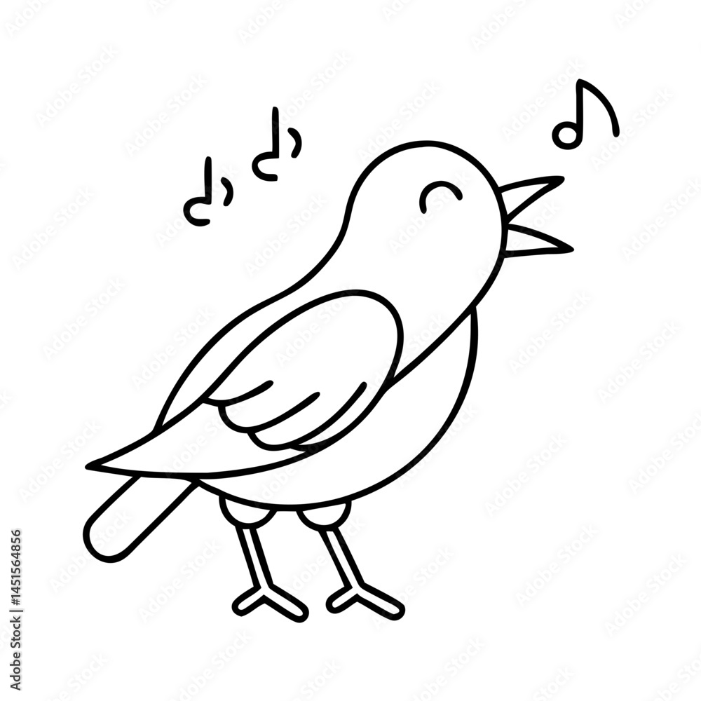 Obraz premium bird singing icon, bird singing line art - simple line art of bird singing, perfect for bird singing logos and icons