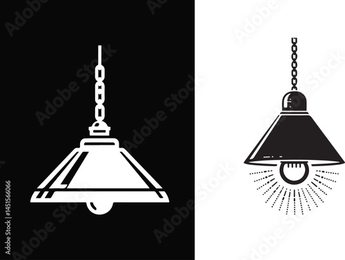 Pendant Light Icon Collection Silhouette Vector