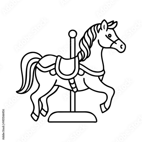 carousel horse icon, carousel horse line art - simple line art of carousel horse, perfect for carousel horse logos and icons