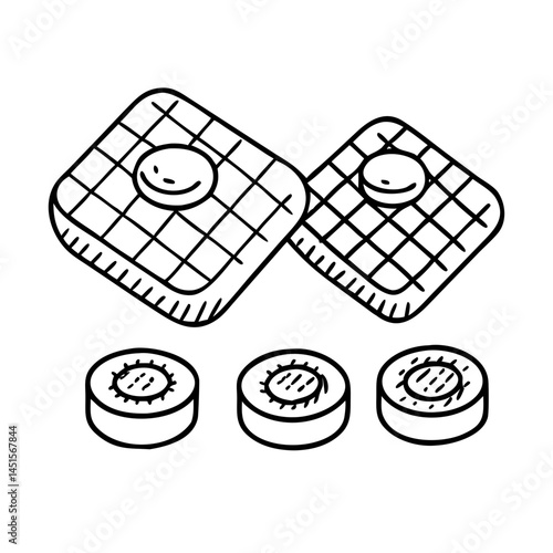 checkers pieces icon, checkers pieces line art - simple line art of checkers pieces, perfect for checkers pieces logos and icons