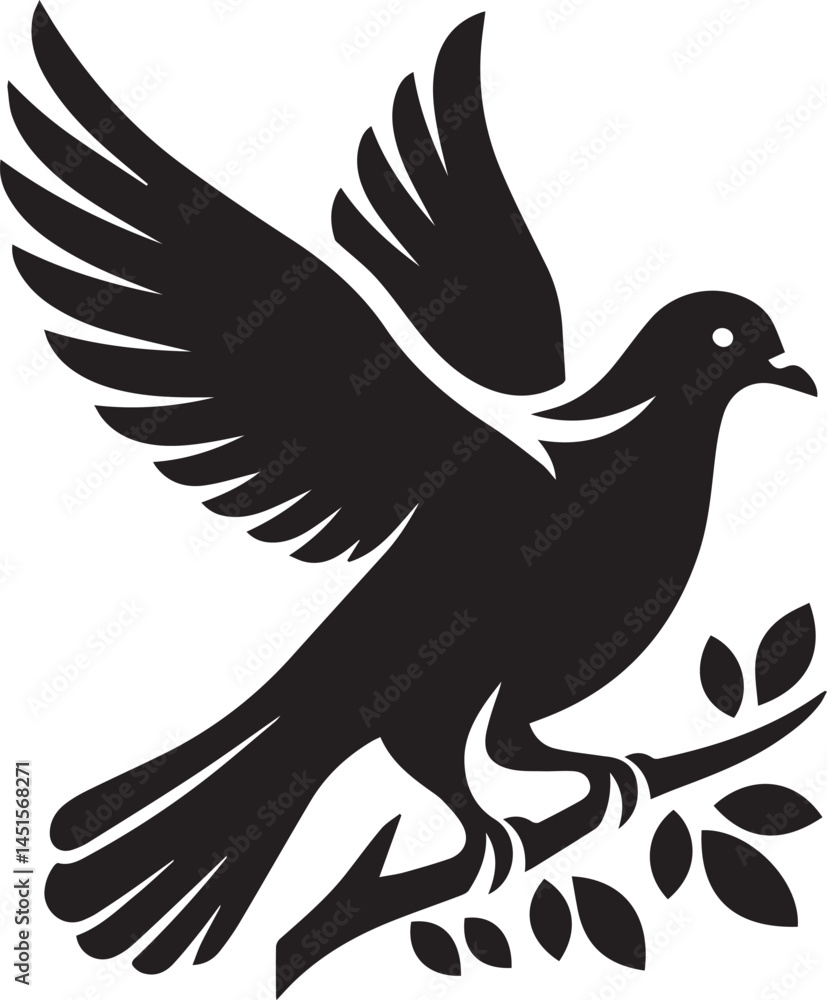 Fototapeta premium Beautiful Black Pigeon Vector Silhouette Art This Is An Editable And Printable Vector Eps File 