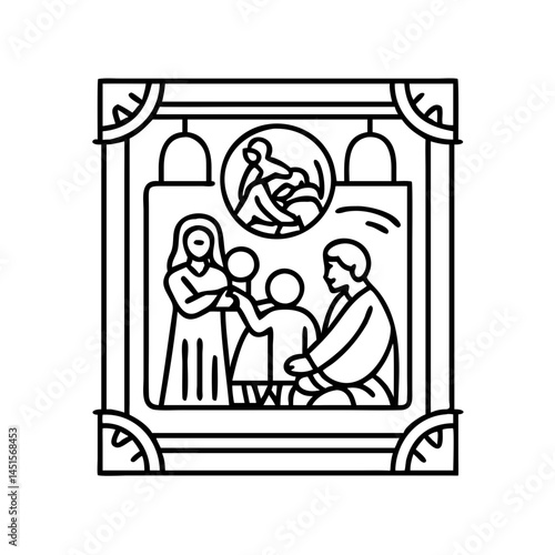 fresco painting icon, fresco painting line art - simple line art of fresco painting, perfect for fresco painting logos and icons