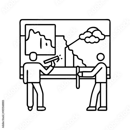 mural painting icon, mural painting line art - simple line art of mural painting, perfect for mural painting logos and icons