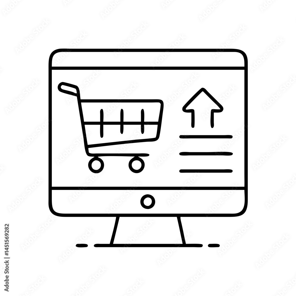online shopping icon, online shopping line art - simple line art of online shopping, perfect for online shopping logos and icons online shopping icon, online shopping line art - simple line art of online shopping, perfect for online shopping logos and icons