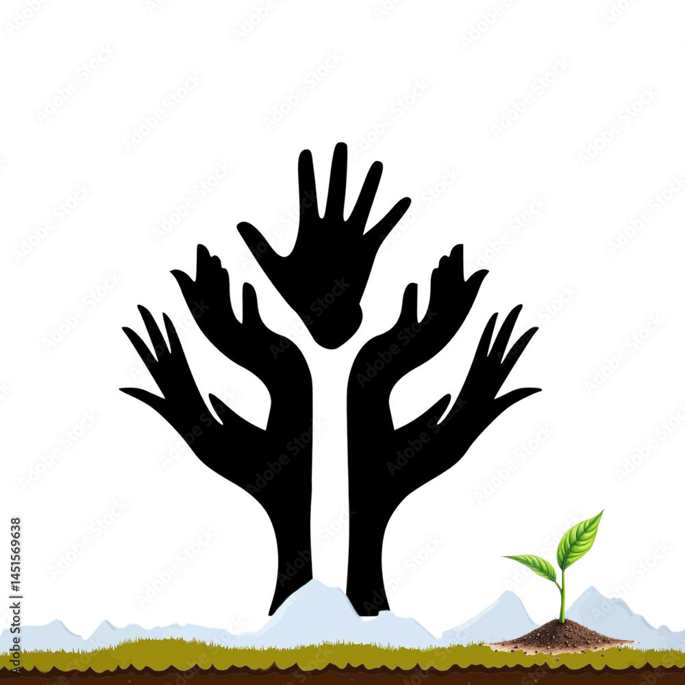 hands and tree hands and tree