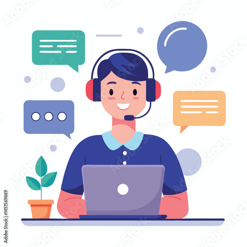 vector art showing a customer service represent.