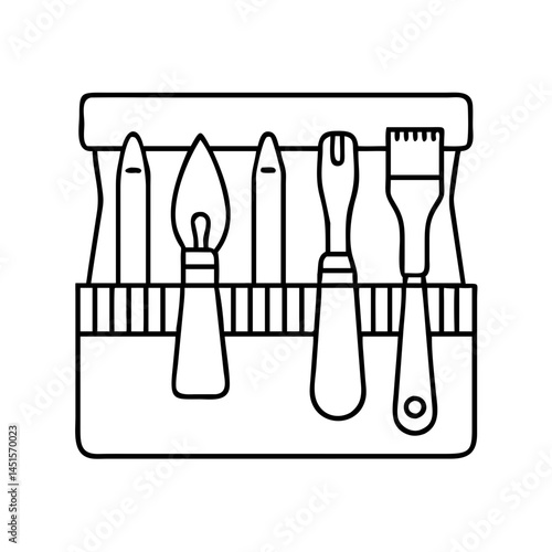 paintbrush holder icon, paintbrush holder line art - simple line art of paintbrush holder, perfect for paintbrush holder logos and icons