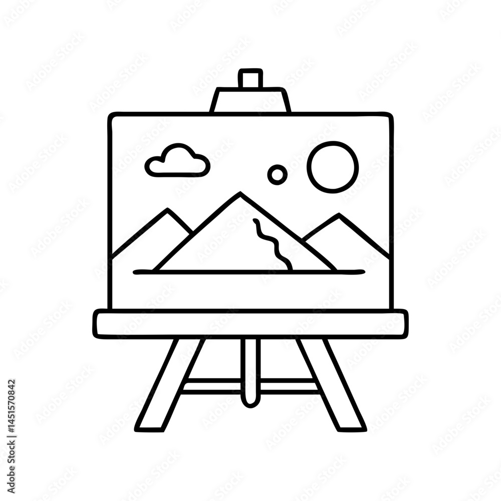 paint easel with landscape icon, paint easel with landscape line art - simple line art of paint easel with landscape, perfect for paint easel with landscape logos and icons paint easel with landscape icon, paint easel with landscape line art - simple line art of paint easel with landscape, perfect for paint easel with landscape logos and icons