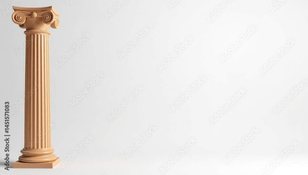 Elegant Roman column against stark white backdrop, building, background, border Elegant Roman column against stark white backdrop, building, background, border