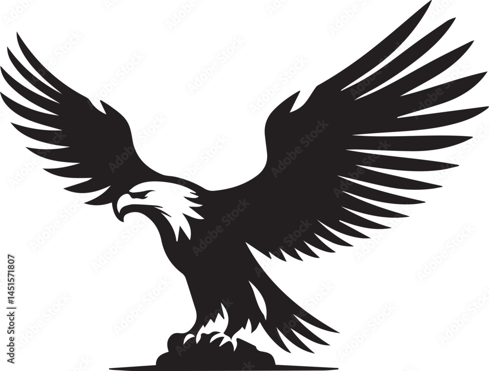 Obraz premium Beautiful Black Eagle Vector Silhouette Art This Is An Editable And Printable Vector Eps File