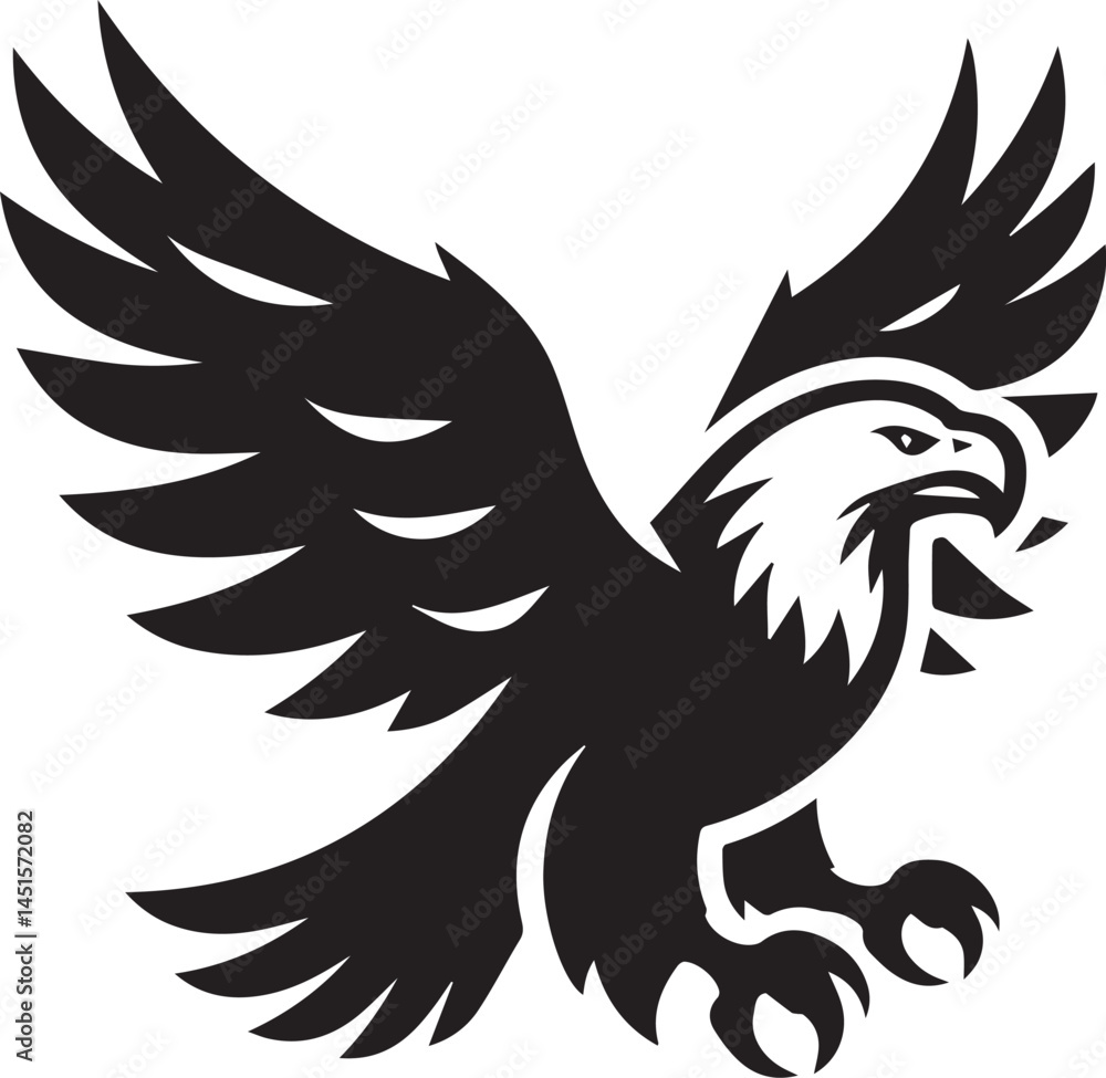 Obraz premium Beautiful Black Eagle Vector Silhouette Art This Is An Editable And Printable Vector Eps File 