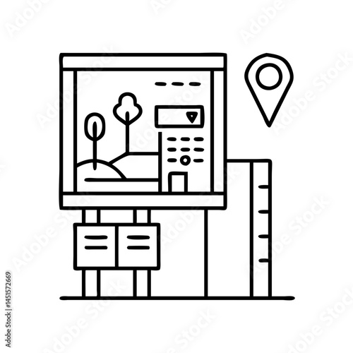 park map kiosk icon, park map kiosk line art - simple line art of park map kiosk, perfect for park map kiosk logos and icons