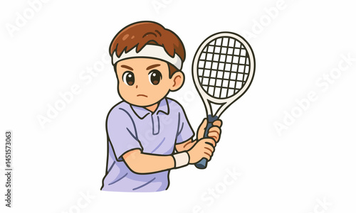 cute tennis player cartoon illustration