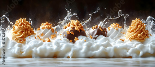 Creamy treats splash, dessert closeup