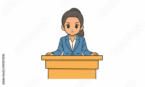 cute woman public speaker cartoon illustration