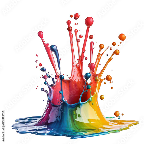 Colorful splash explosion isolated on the transparent background. 
