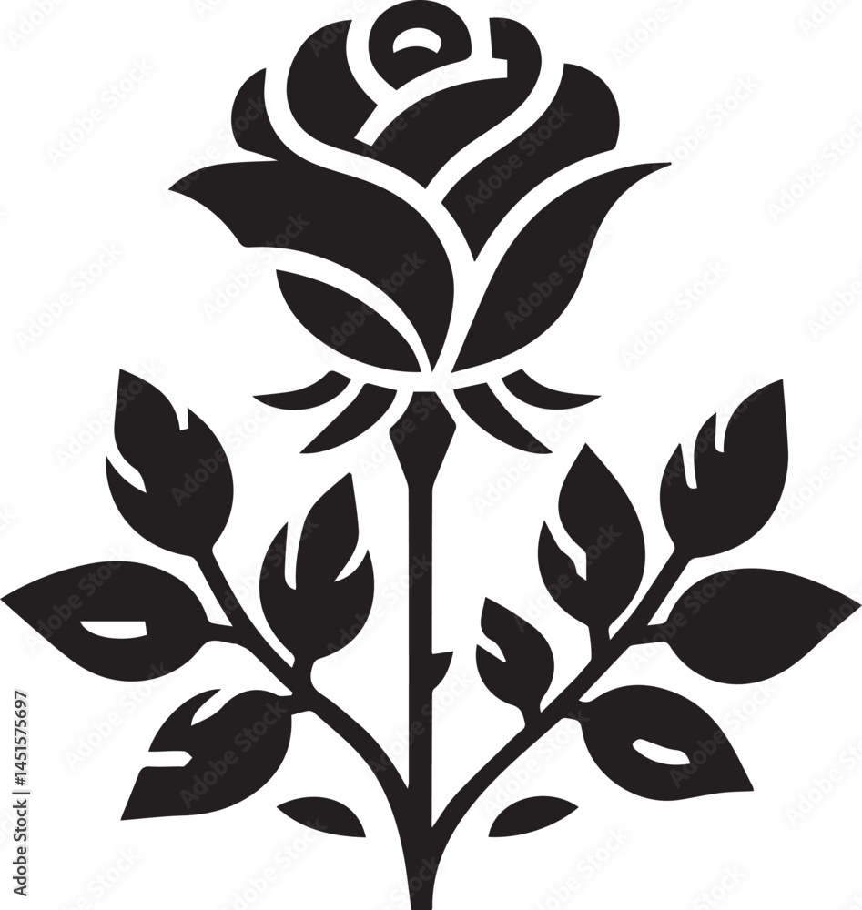 Obraz premium Beautiful Black Rose Vector Silhouette Art This Is An Editable And Printable Vector Eps File 
