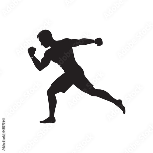 Boxer Dodging Punch Silhouette on White