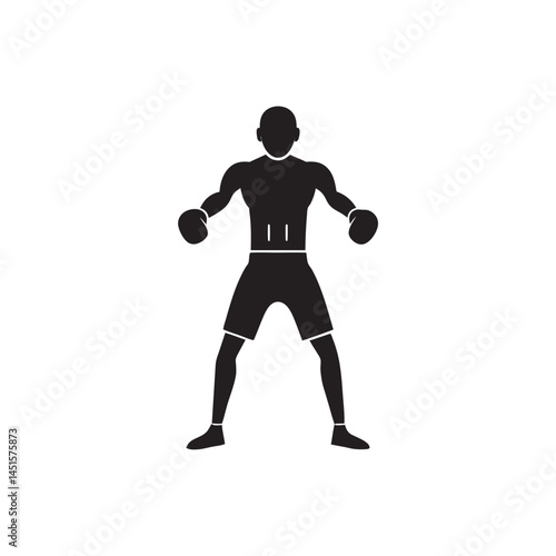 Boxer Gloves Ready Stance Silhouette Icon