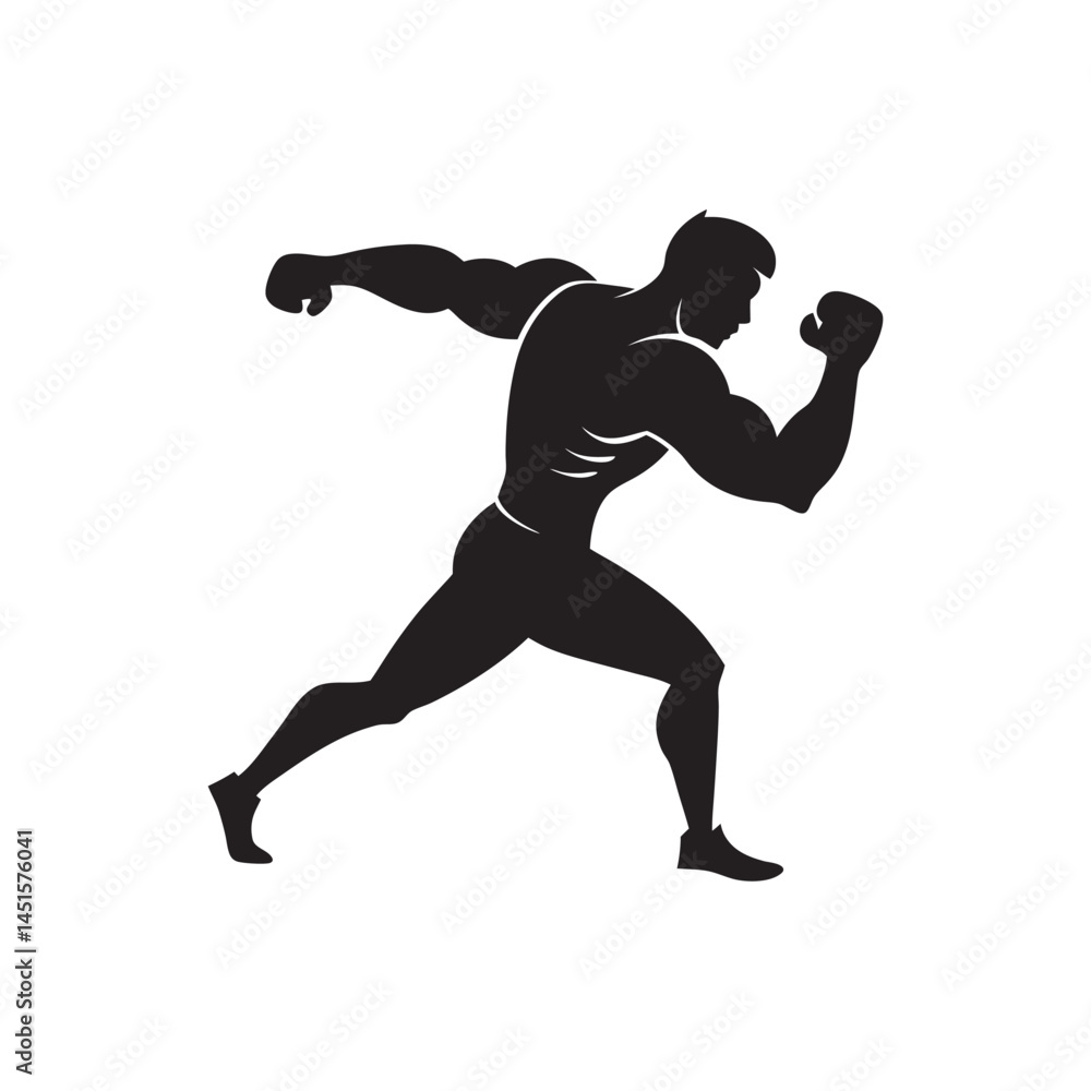 Boxer Mid Punch Silhouette Isolated on White Boxer Mid Punch Silhouette Isolated on White
