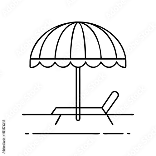 poolside umbrella icon, poolside umbrella line art - simple line art of poolside umbrella, perfect for poolside umbrella logos and icons