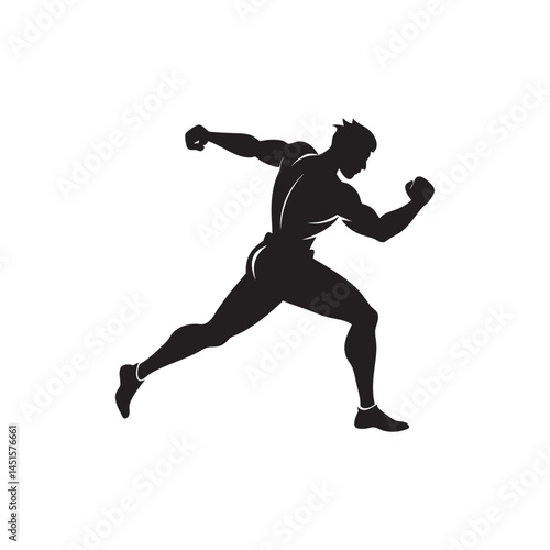 Boxer Uppercut Silhouette Icon on White