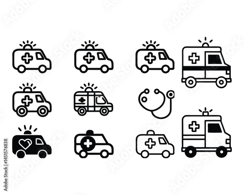 ambulance icon set