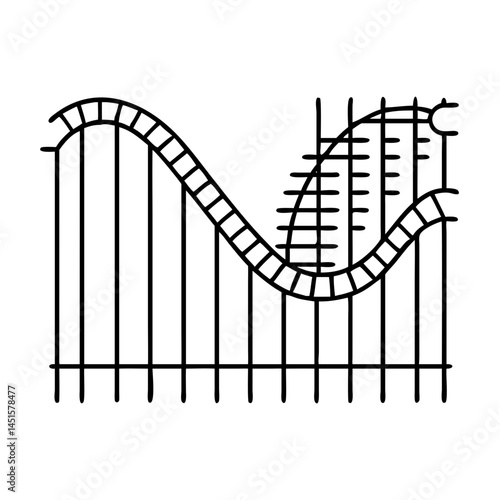 roller coaster tracks icon, roller coaster tracks line art - simple line art of roller coaster tracks, perfect for roller coaster tracks logos and icons