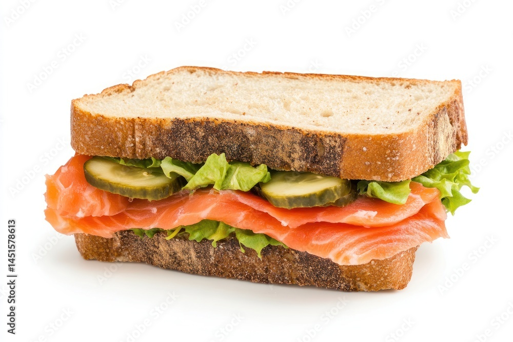 Smørrebrød open sandwich with smoked salmon, isolated Smørrebrød open sandwich with smoked salmon, isolated
