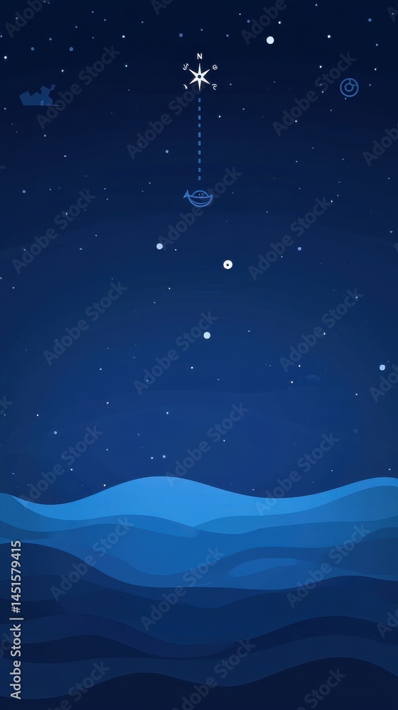 Fototapeta premium Dark blue night sky with ascending light object