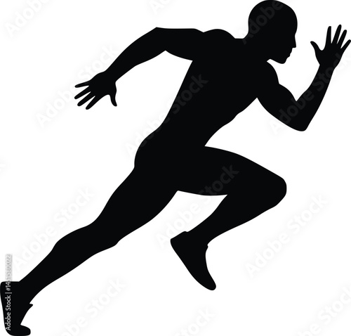 Silhouette illustration of a running figure in dynamic motion, emphasizing speed, agility, and athleticism, isolated vector illustration 