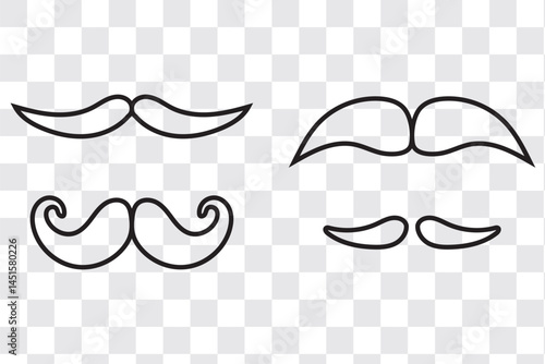 mustache silhouette vector set, moustache icon collection